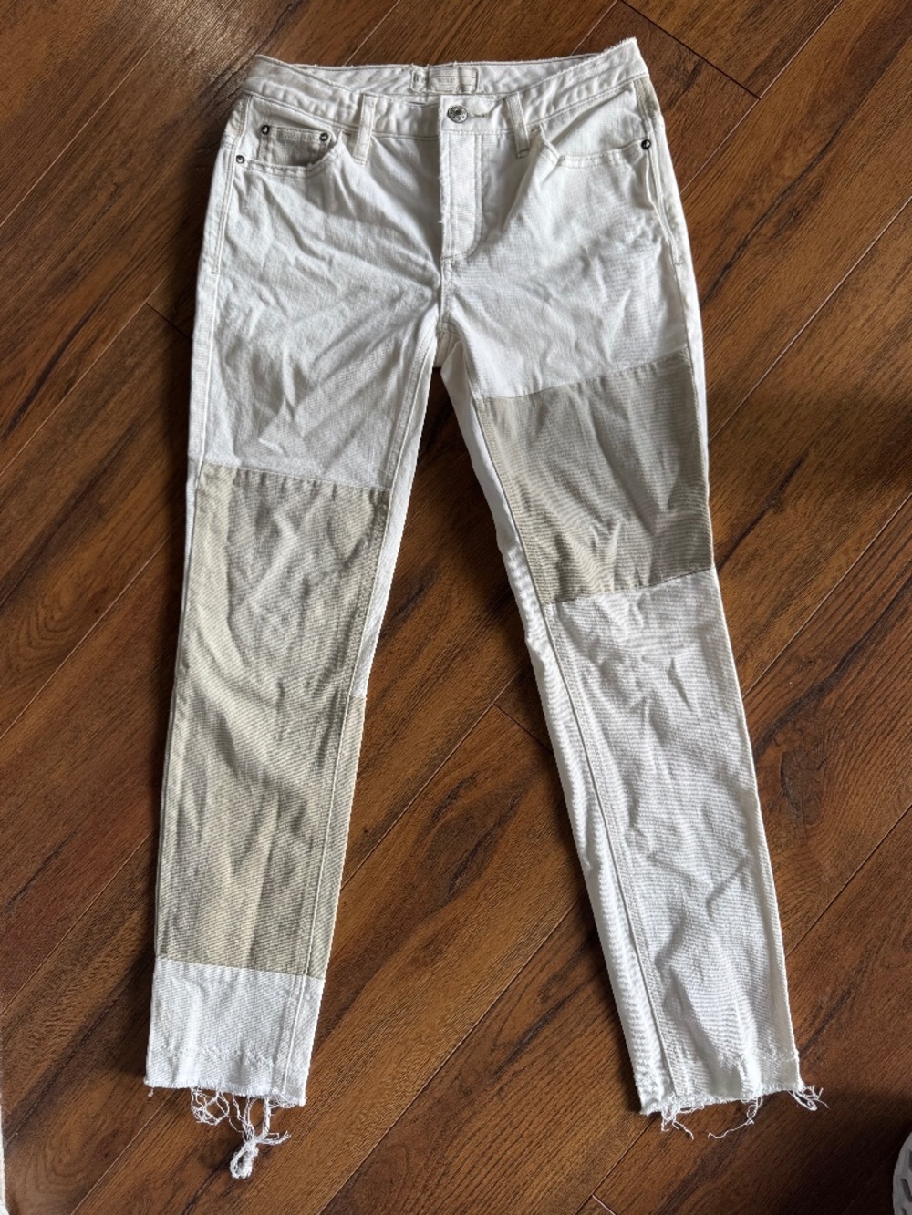 Free People FP Collection Patchwork Raw Hem Jeans Size 27